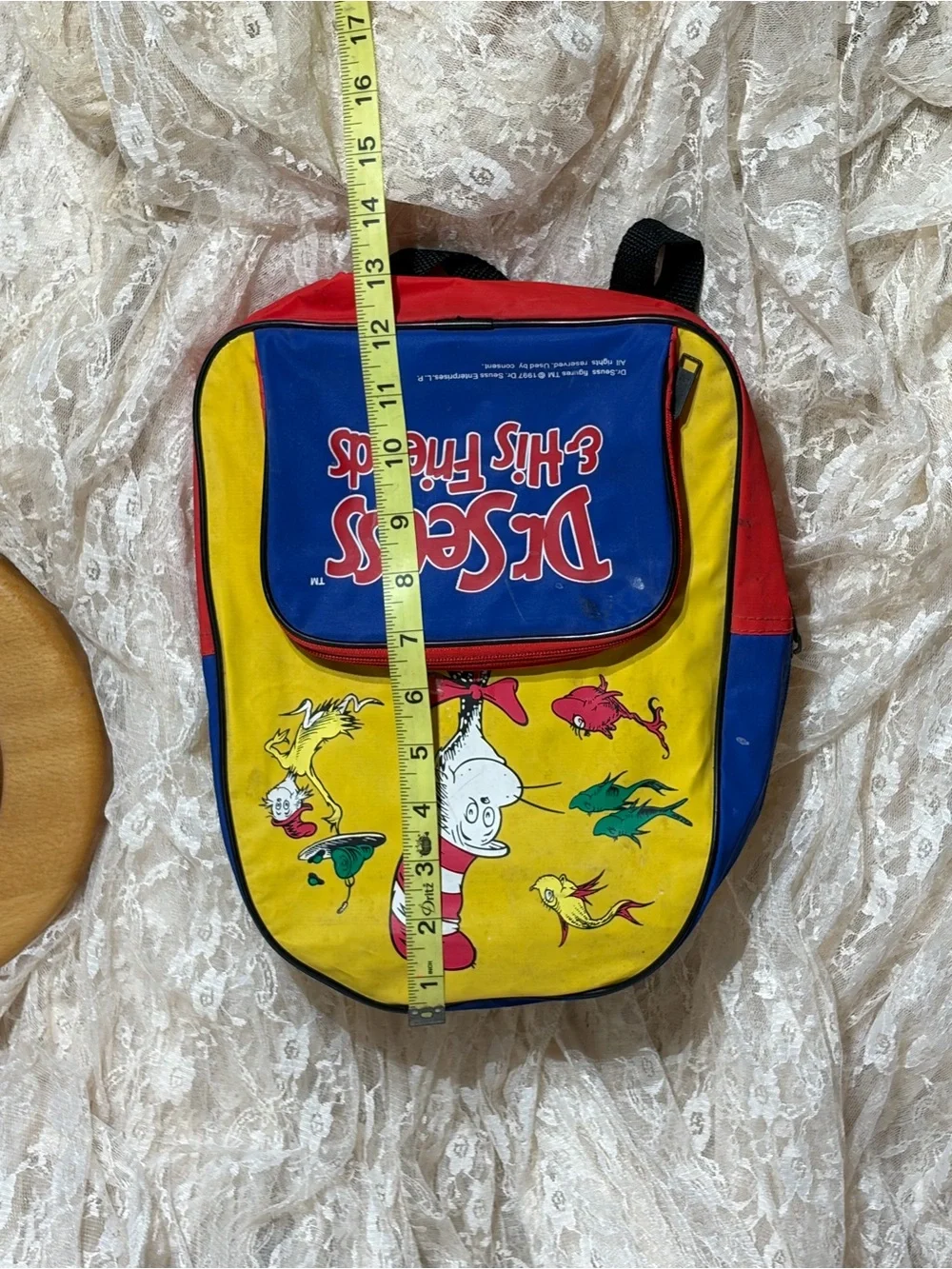 Dr. Seuss Yellow Blue Red Kids Backpack with Cat in the Hat
